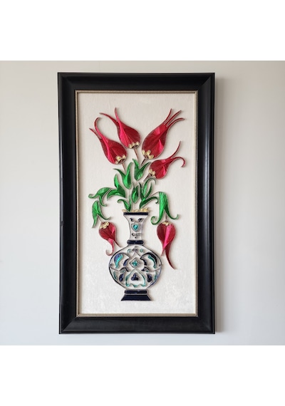 Vazoda Laleler Filografi Tablo 60x97 Cm
