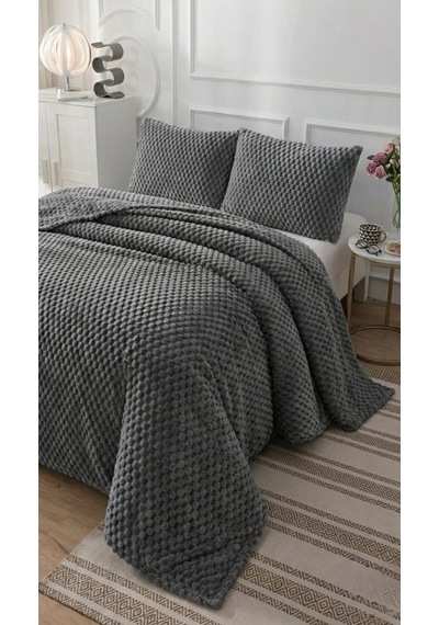 Soft Arya Çift Kişilik Yatak Örtüsü 260x240 Gri