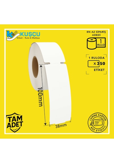 100x38 350'lik Yanlardan Çentikli Lamine Karton Raf Etiketi 1 Adet Diğer