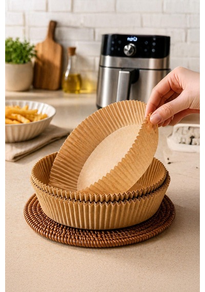 Kahverengi Yuvarlak Airfryer Pişirme Kağıdı Yağlı Kağıt Hava Fritözü İçin 16 Cm