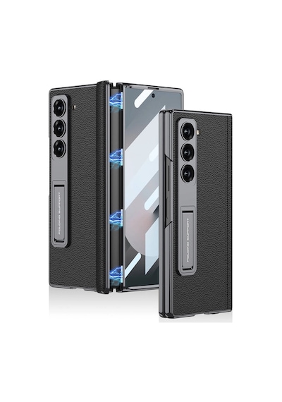 Samsung Uyumlu Galaxy Z Fold 6 Kılıf Deri Standlı Zore Kıpta Premium Kılıf