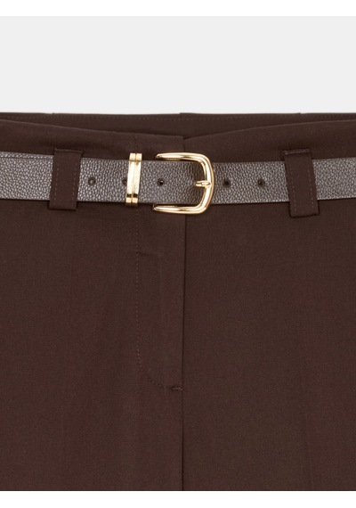 Dilvin 72821 Kemerli Kıvrık Paça Pantolon-kahve