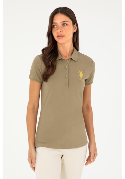 U.S. Polo Assn. Kadın Haki Basic Polo Yaka Tişört 50280071-VR027