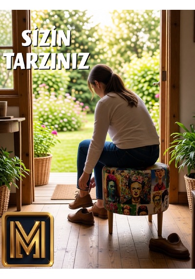 Diday Fride Puf Trend Puf Koltuk Puff Bench Dekoratif Bohem Doğal Gürgen Ayak Amaçlı Bahçe Balkon Çok Renkli