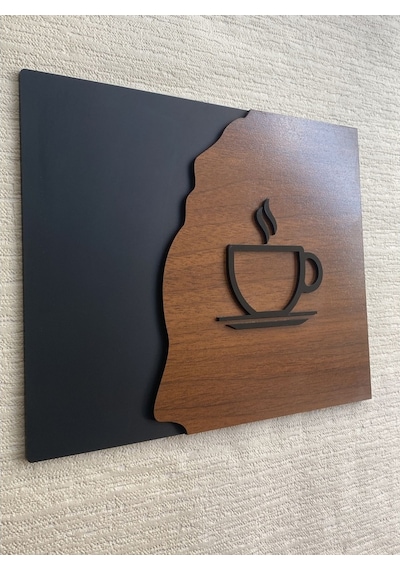 Luxury Black Wooden Serisi Çay Kahve Tabelası