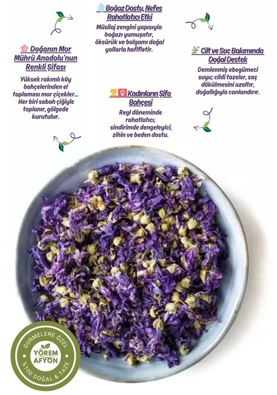Yörem Afyon Aydın Yöresinden Kurutucu Ebegümeci Çiçek, Irbik, Kazankarası Malva Sylvestris 60gr.