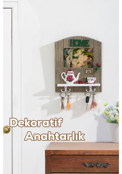 Porsima 2070 Duvara Montajlı Dekoratif Anahtarlık - Duvar Askılı Anahtar Düzenleyici 22x26,5cm Çok Renkli