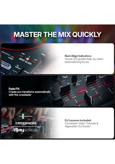 Numark Party Mix Iıı Dahili Işıklı Bluetooth Dj Controller 2 Deck, 16 Pad, Stems Kontrolü, Beat Assist, Smart Fader, Usb-c, Serato Dj Lite & Algoriddim Djay Dahil, Başlangıç Dj Seti