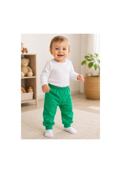 H&c Coolboy H&c %100 Pamuk Penye Bebek Tek Alt Pantalon 0-36 Ay Yeşil