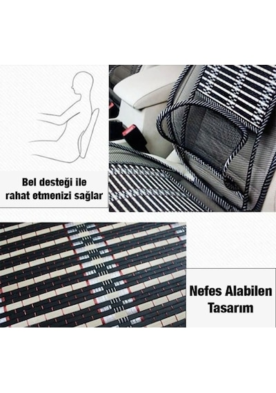 Oto Koltuk Minderi Bambu Bel Destekli Ergonomik Terletmez Üniversal Fa1-625 1 Adet