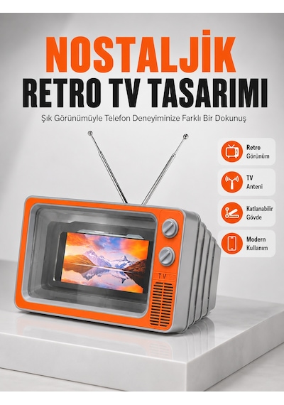 12 İnç Telefon Ekran Retro Tv Tasarımlı Hd Fresnel Lens Taşınabilir Mobil Ekran - Lisinya