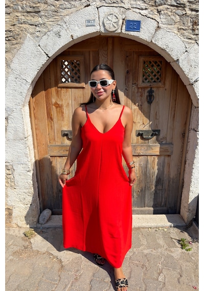 Gigi Wardrobe Scarlet Breeze Elbise Kırmızı Kırmızı