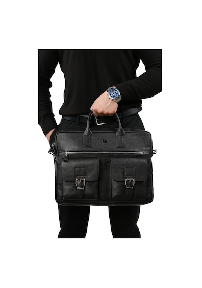Mft Leather Hakiki Deri Laptop El Çantası Loreen 2230 Flother Siyah