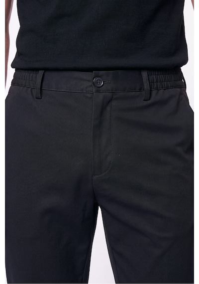 Comfort Fit Beli Lastikli Esnek Keten Siyah Pantolon P 1221