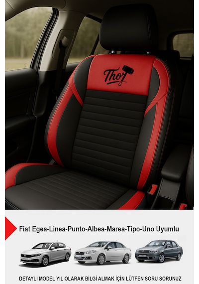 Thor Tay Tüyü Oto Koltuk Kılıfı Fiat Egea-linea-punto-albea-marea-tipo-uno Uyumlu Kırmızı