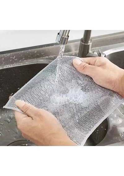 2 Adet Tel Bulaşık Bezi Çizmez Bulaşık Teli Çelik Bez 20x20 Çift Katmanlı Inox Tel Bez Çift Kat Gri