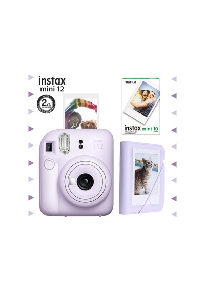 Fujifilm Instax Mini 12 Fotoğraf Makinesi + 10'lu Film + Mini Albüm Seti Lila