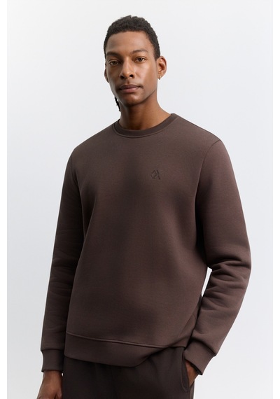 Avva Erkek Kahve Bisiklet Yaka 3 İplik Şardonlu -5 Dereceye Dayanıklı Regular Fit Sweatshirt A62y1291