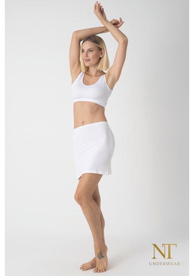 Nt Underwear Bambu Mini Etek Astarı, Mini Jupon - Doğal Kumaş, Modern Kalıp. Beyaz
