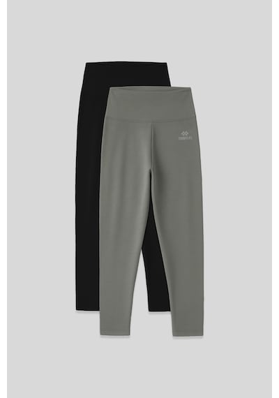 Tommylife Slim Fit 2li Paket Siyah-çağla Kadın Kapri Tayt - 93097 Siyah-çağla
