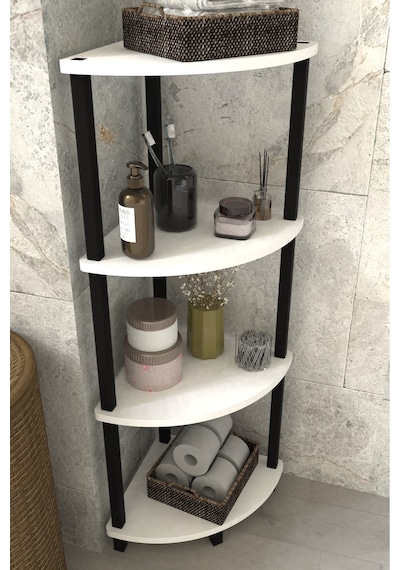 Decoline Banyo Rafı 4 Katlı Moblen Modern Organizer Depolama Ünitesi-beyaz Beyaz
