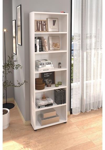 Bofigo 6 Raflı Kitaplık Dekoratif Kitaplık Modern Kitaplık Poyraz Beyaz Bofigo 6 Raflı Kitaplık Dekoratif Kitaplık Modern Kitaplık Poyraz Beyaz