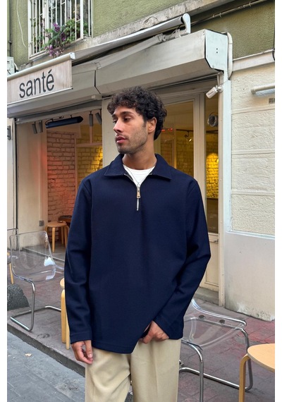 Flaw Fermuarlı Sweatshirt Lacivert Lacivert