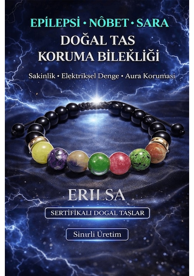 Sertifikalı Doğal Taş Epilepsi Denge Koruma Bilekliği - Yeşim Çer Çok Renkli