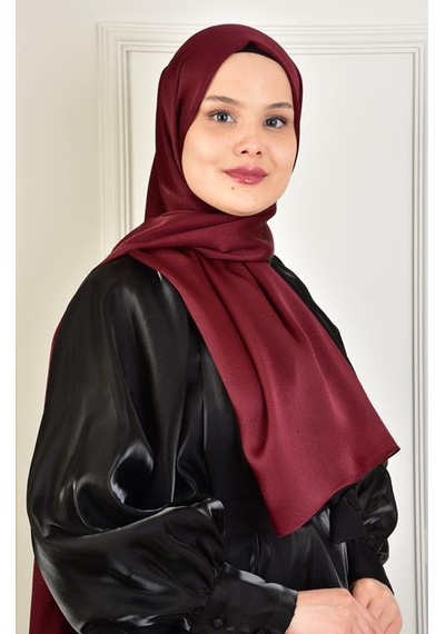 Burden Ipek Janjan Saten Şal Bordo Bordo