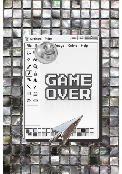 Retro Game Over Kabartmalı Dekoratif Obje - Gri Masaüstü Ve Duvar Süsü Hediye