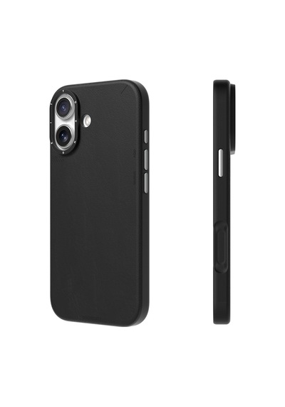 Apple Uyumlu iPhone 17 Kılıf M-safe Şarjlı Basit Mat Deri Desenli Youngkit Tech Fashion Serisi Kapak Siyah Siyah