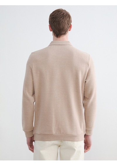 Lcwaıkıkı Classic Bej Polo Yaka Erkek Sweatshirt