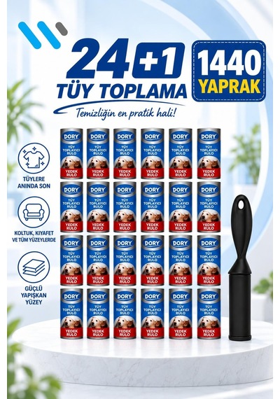 24 Lü Yedek Rulo + Tüy Toplayıcı Aparat Toplam 1440 Yaprak