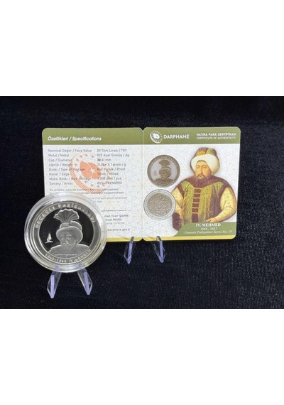 Iv. Mehmed Osmanlı Padişahları Serisi No:19 Gümüş Hatıra Sikkesi Darphane, 925 Ayar, Proof