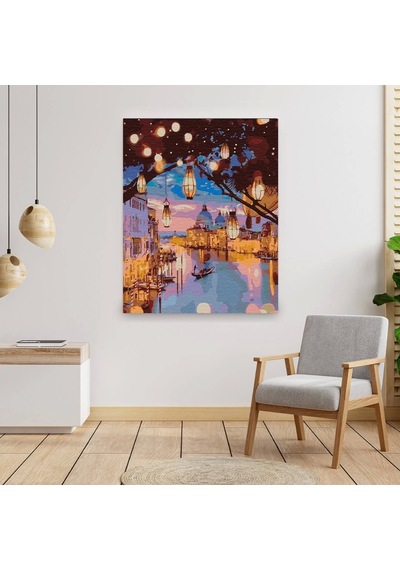 Sayılarla Boyama Seti 40 X 50 Cm Tuval Şasesine Gerili Akşam Manzarası