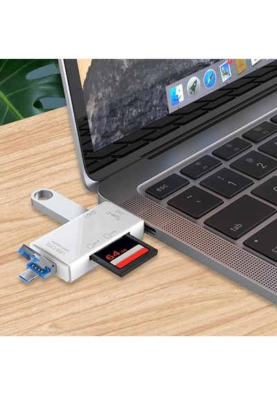 Microsd, Sd Usb Girişli Type-c Adaptör 6'sı 1 Arada Kart Okuyucu