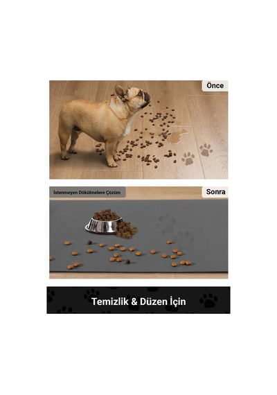 Matgo Pati Kedi Köpek Beslenme Matı 50x70cm Su Geçirmez Mama Kabı Altlığı Paspası Pofuduk Yüzler