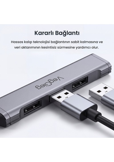 Veggieg 4 Portlu Type-c To Usb 3.0 + 3 Usb 2.0 Çoklayıcı Dönüştürücü Usb Hub