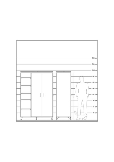 Kronos Dolap 7 Raflı 2 Kapaklı Tek Askılı 132x59x195 Çam-çam/çam Çam