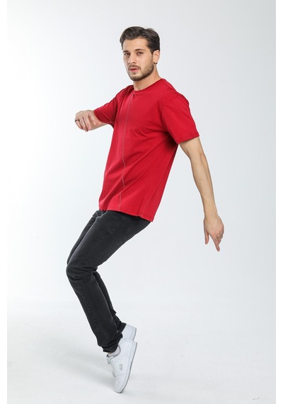 Erkek Bisiklet Yaka Slim Fit Ön Çöp Dikiş Garni Tişort Spr21y01 001