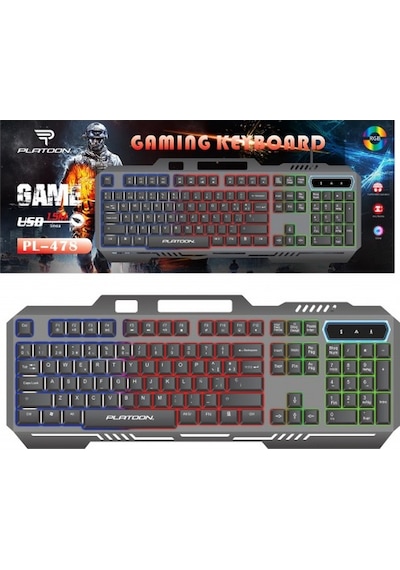 Platoon PL-478 Led Işıklı Metal Kasa Gaming Oyuncu Klavye