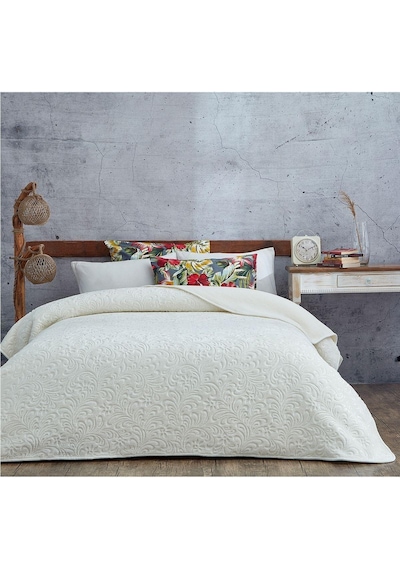 Evlen Home 3 Kg Embos Baskılı Pamela Kalın Çift Kişilik Battaniye 230x240 Cm Krem Krem