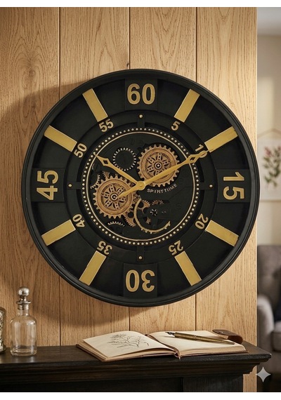 Duvar Saati Lüx Dekoratif Tr-1037 Siyah - Sarı