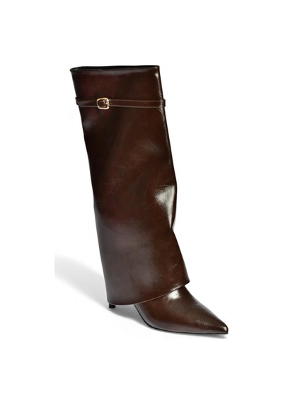 Fox Shoes V820141860 Kahverengi Rustik İnce Topuklu Kadın Çizme Kahverengi