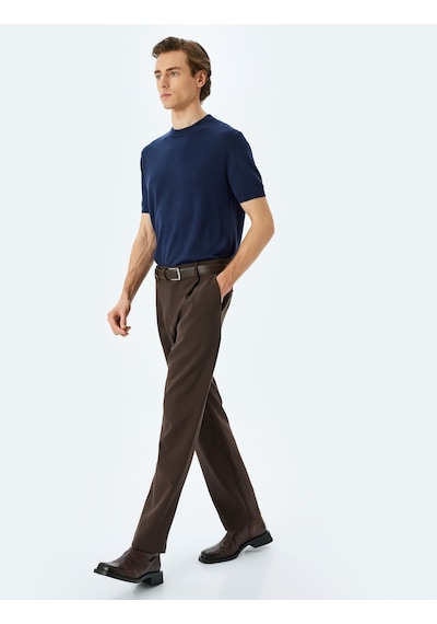 Koton Regular Fit Bisiklet Yaka Viskon Basic Kısa Kollu Triko Tişört Lacivert 5sam70022ht Lacivert