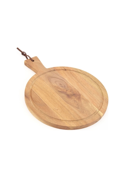 Akasya Yuvarlak Kesme Tahtası - Kahverengi - 32x25x1,5 Cm Ahşap