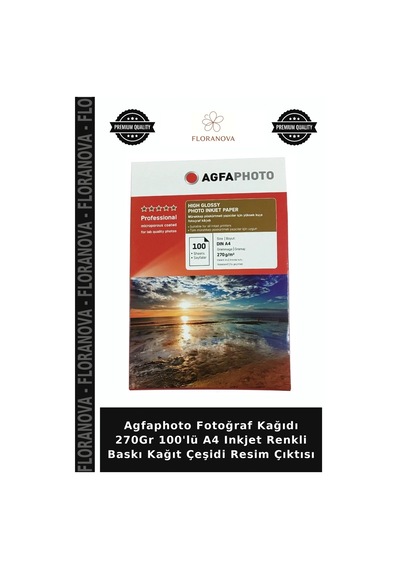 Agfaphoto Fotoğraf Kağıdı 270gr 100'lü A4 Inkjet Renkli Baskı Kağıt Çeşidi Resim Çıktısı