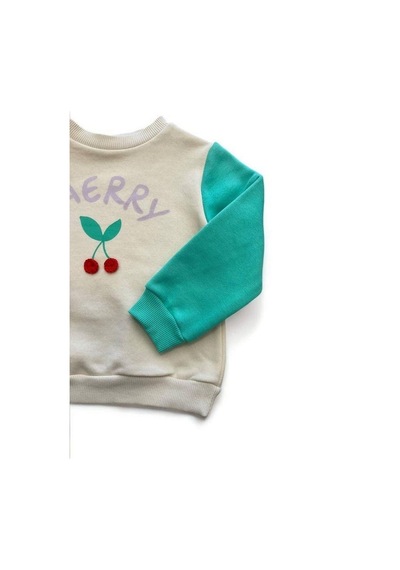 Kız Çocuk Cherry Baskılı Şardonlu Sweatshirt-15191 Lila