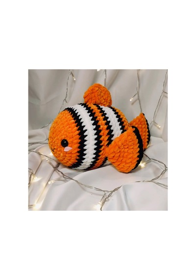 El Yapımı Amigurumi Turuncu Çizgili Balık Oyuncak - Amigurumi Peluş Oyuncak Çok Renkli