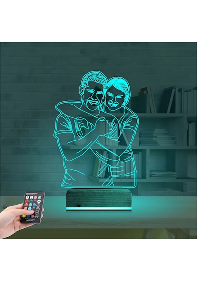 Luvivia Çizim Kişiye Özel Fotoğraflı 3d Lamba - Masa Gece Lambası Şeffaf